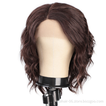 Aisi Hair 100% Brazilian Human Hair Color 2# Short Bob Swiss Lace Wigs Body Wave Human Hair Lace Front Wigs For Black Women